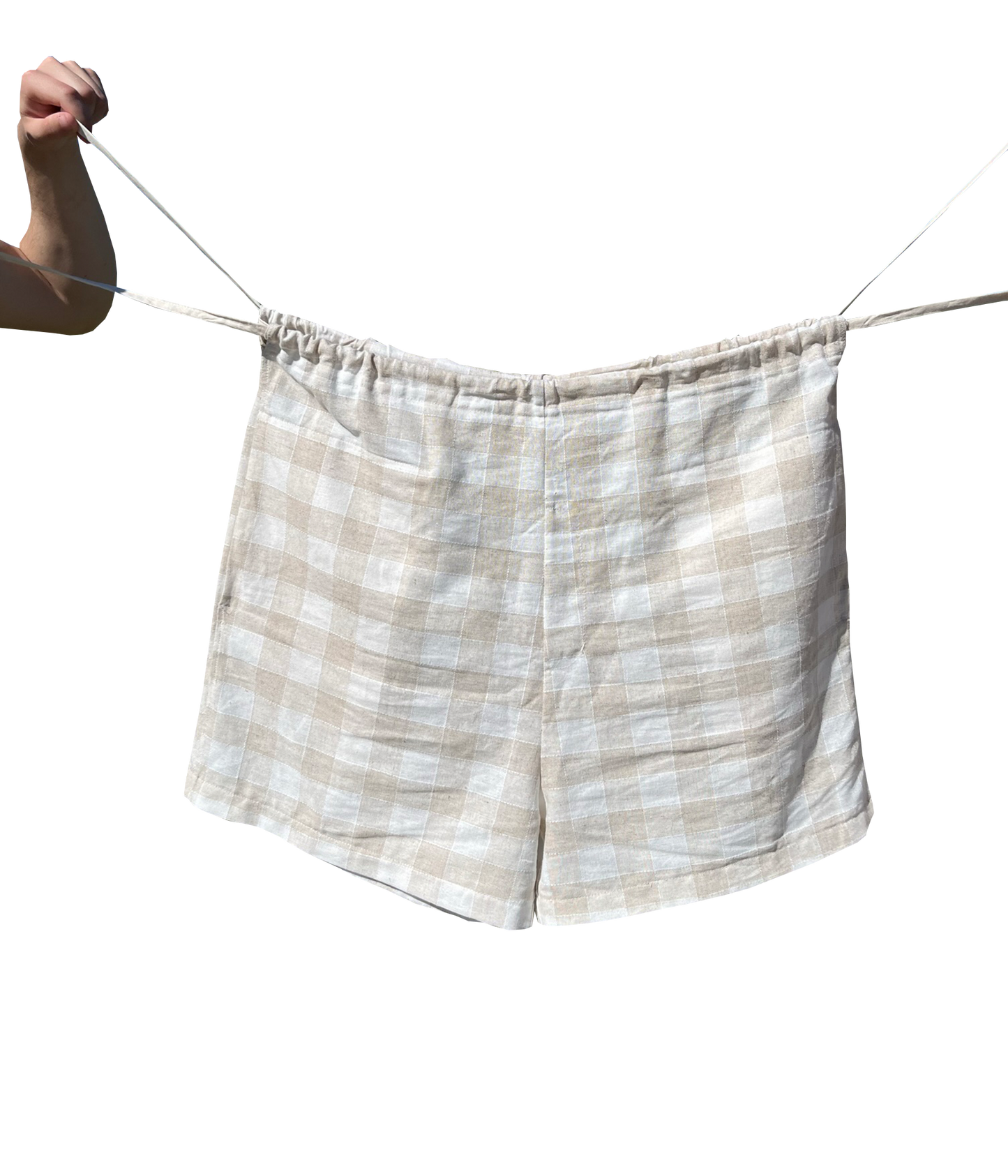 Boxed boxing shorts in linen check